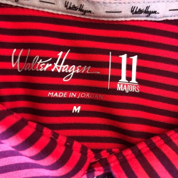 Walter Hagen Set of 2 Men's Golf Polo Shirts Red Blue Striped 11 Majors Medium - Picture 8 of 14
